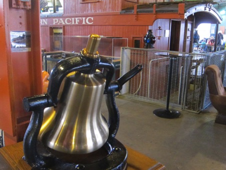 Old train bell and Union Pacific dining car