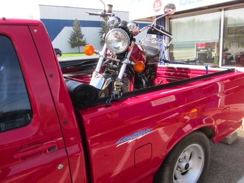 To easily get the Goldwing into the pickup bed - bike going to their son-in-law