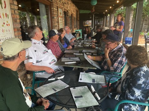 15 of us on the covered patio - we kept the waitresses hopping