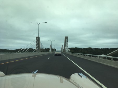 Crossing the big new bridge into Wisconsin
