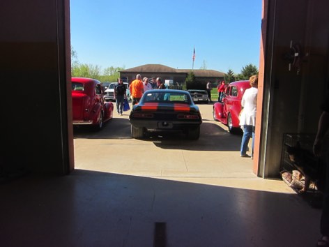 Looking out shop door to the beautiful day