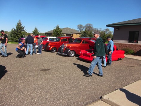 A row of red