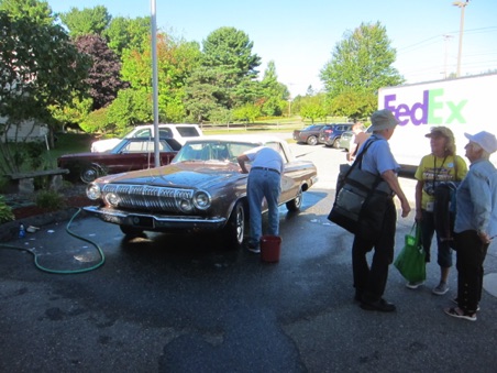 Washing the car Washing the car